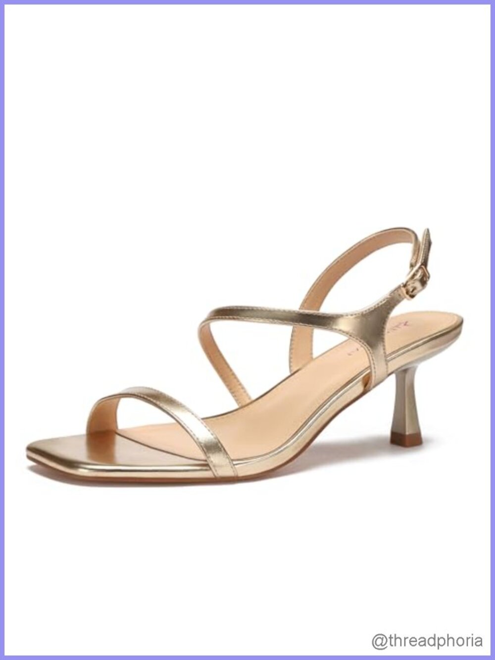 Strappy Kitten Heel Sandals Square Open Toe Low Heel Faux Leather